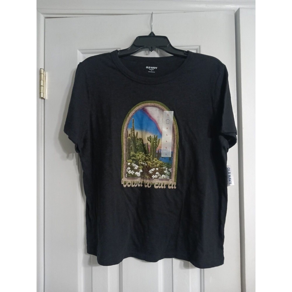 NWT Women's Old Navy Slub Knit Graphic Tee Size L Down To Earth Top